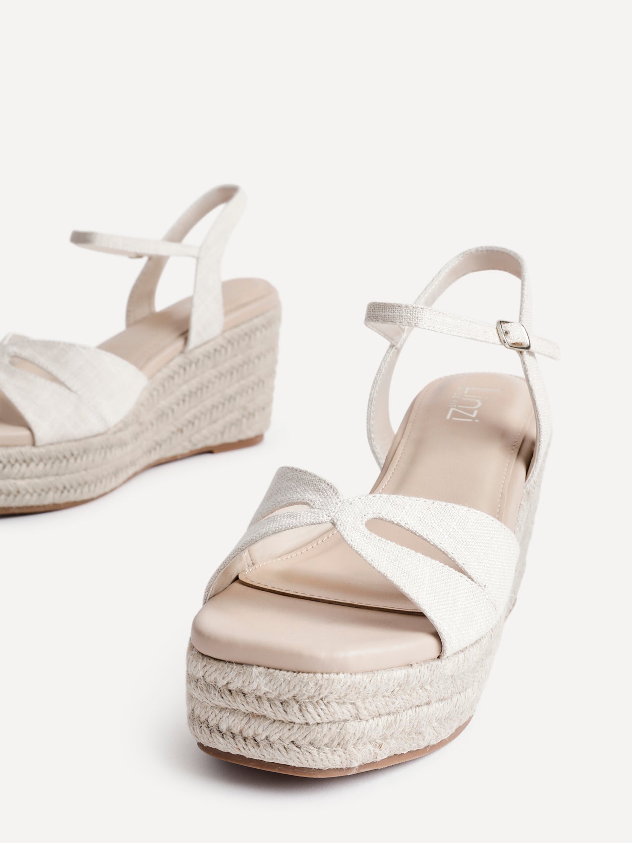 Sian Wide Fit Nude Canvas Wedges