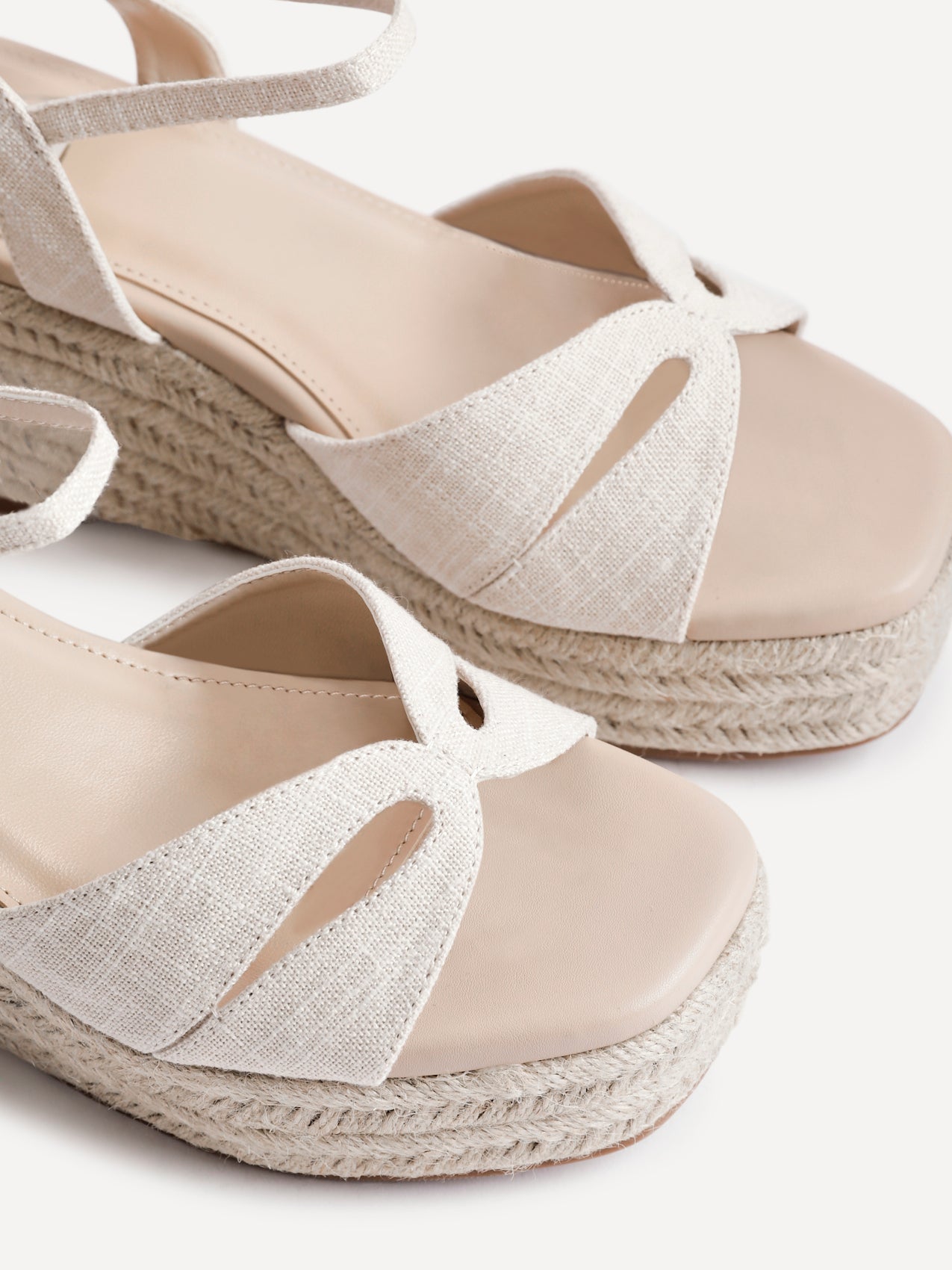 Sian Wide Fit Nude Canvas Wedges