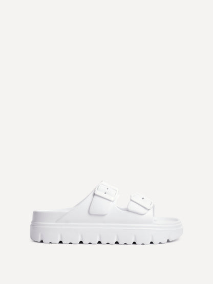 Sirocco White Platform Slider Sandals