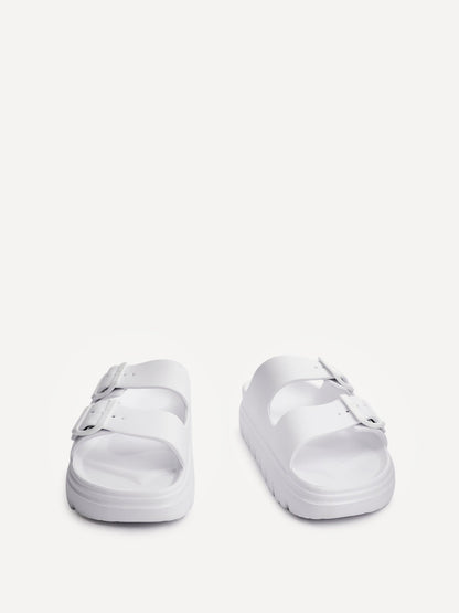 Sirocco White Platform Slider Sandals