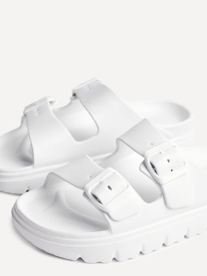 Sirocco White Platform Slider Sandals