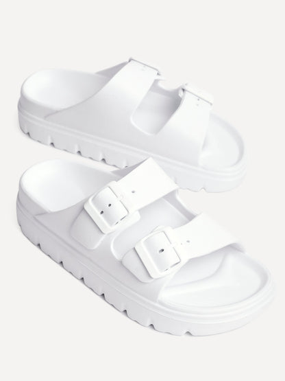 Sirocco White Platform Slider Sandals