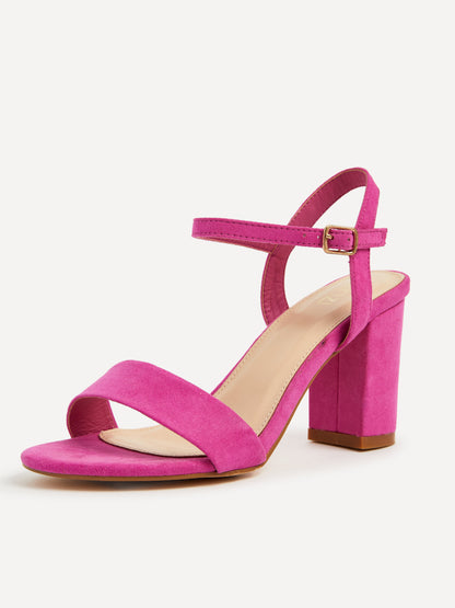 Skyline Pink Faux Suede Heeled Sandals