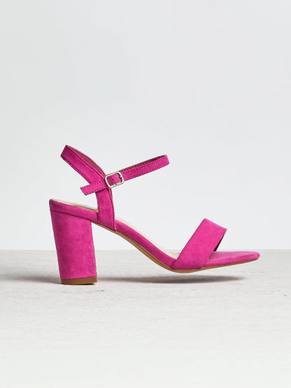 Skyline Pink Faux Suede Heeled Sandals