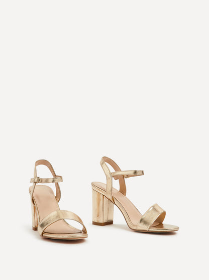 Skyline Gold Faux Leather Heeled Sandals