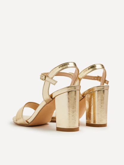 Skyline Gold Faux Leather Heeled Sandals