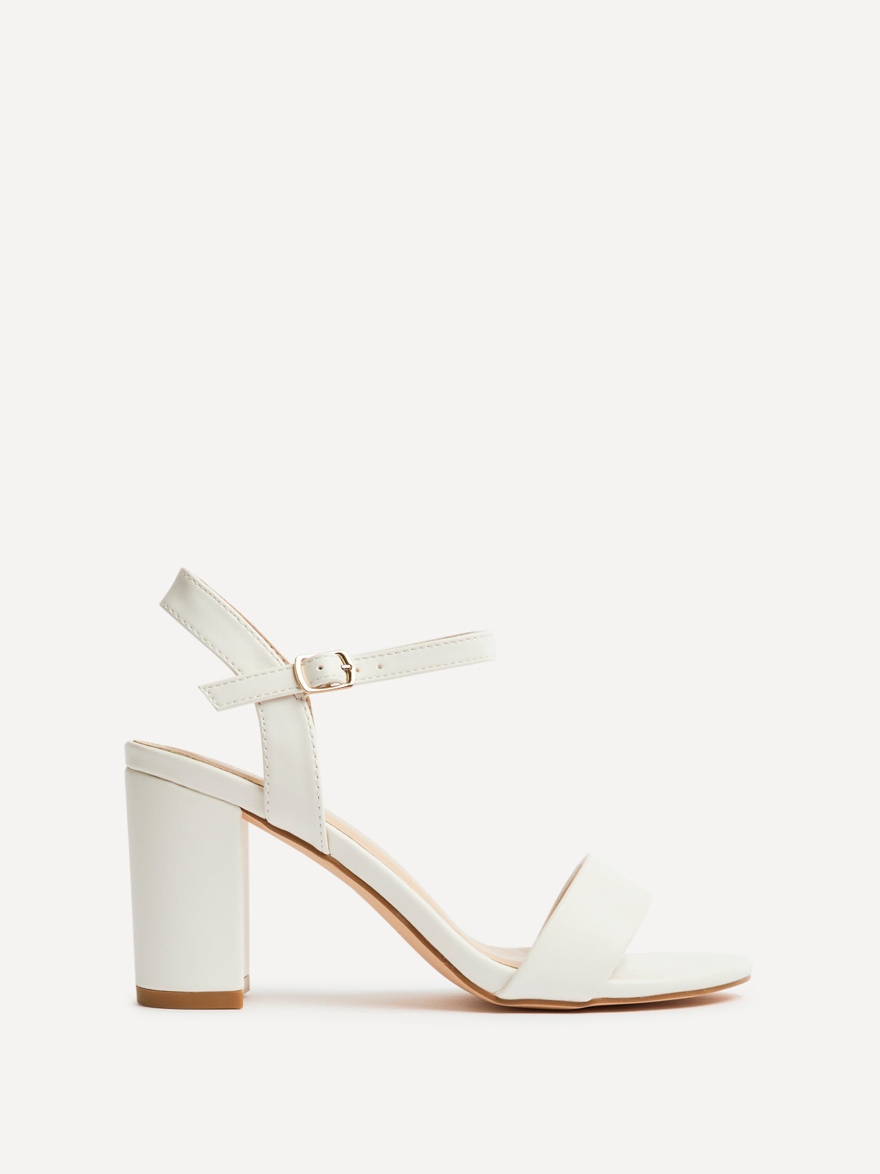 Skyline White Faux Leather Heeled Sandals