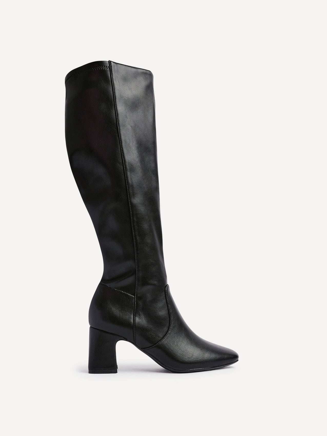Slate Black Faux Leather Long Heeled Boots