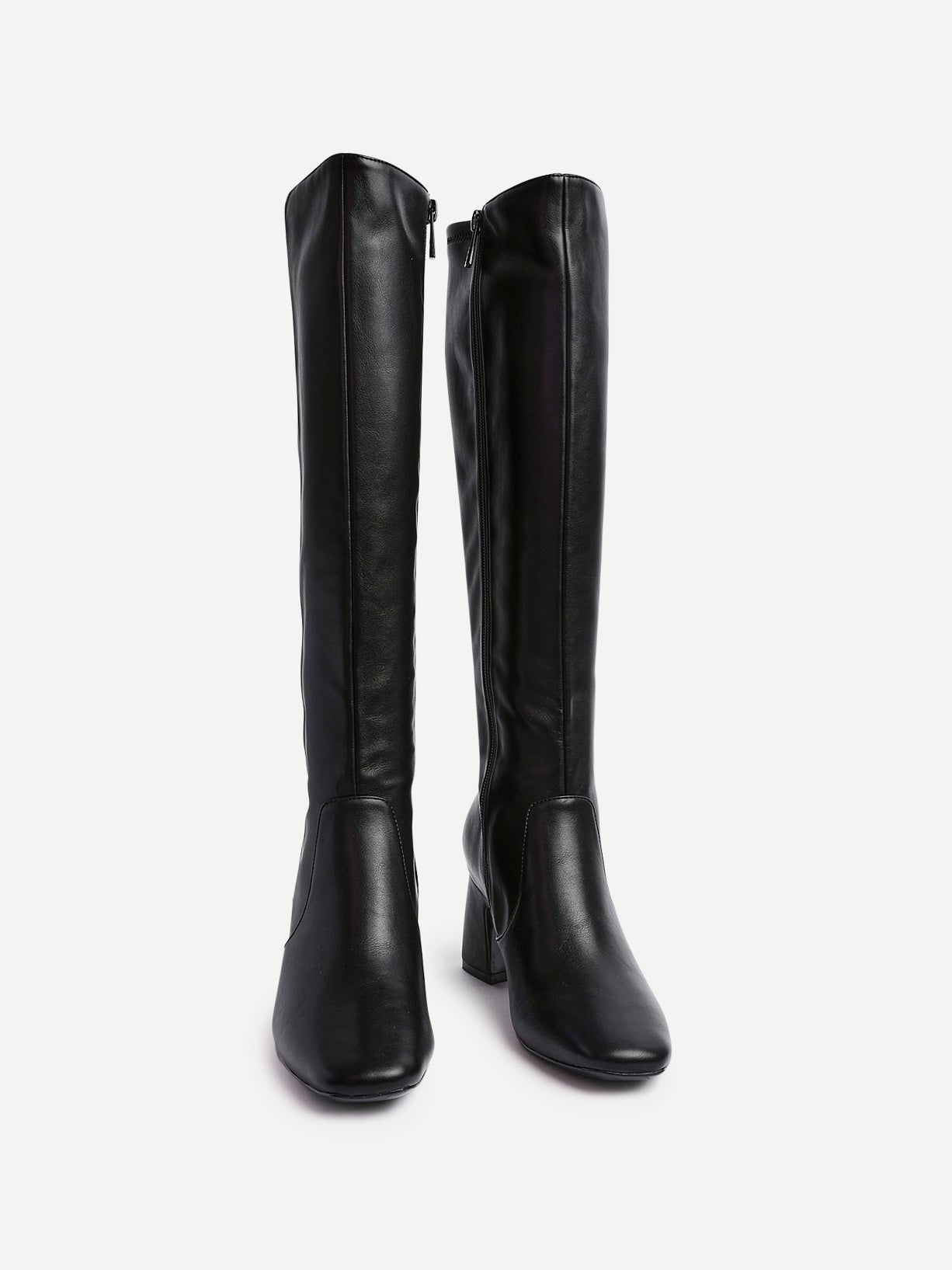 Slate Black Faux Leather Long Heeled Boots