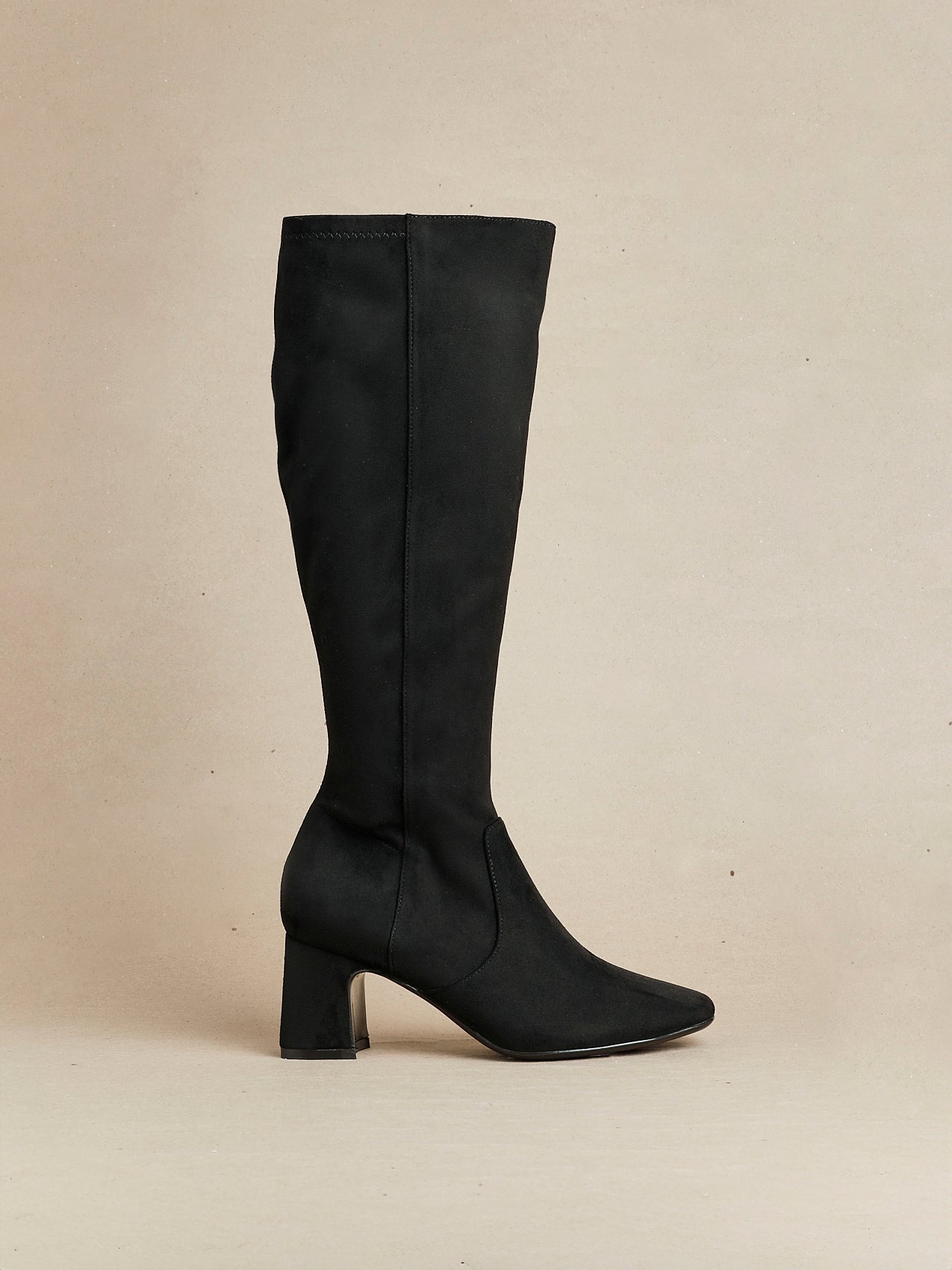 Slate Black Faux Suede Long Heeled Boots