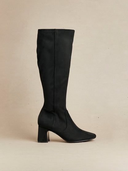 Slate Black Faux Suede Long Heeled Boots
