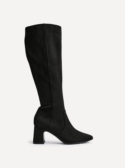 Slate Black Faux Suede Long Heeled Boots
