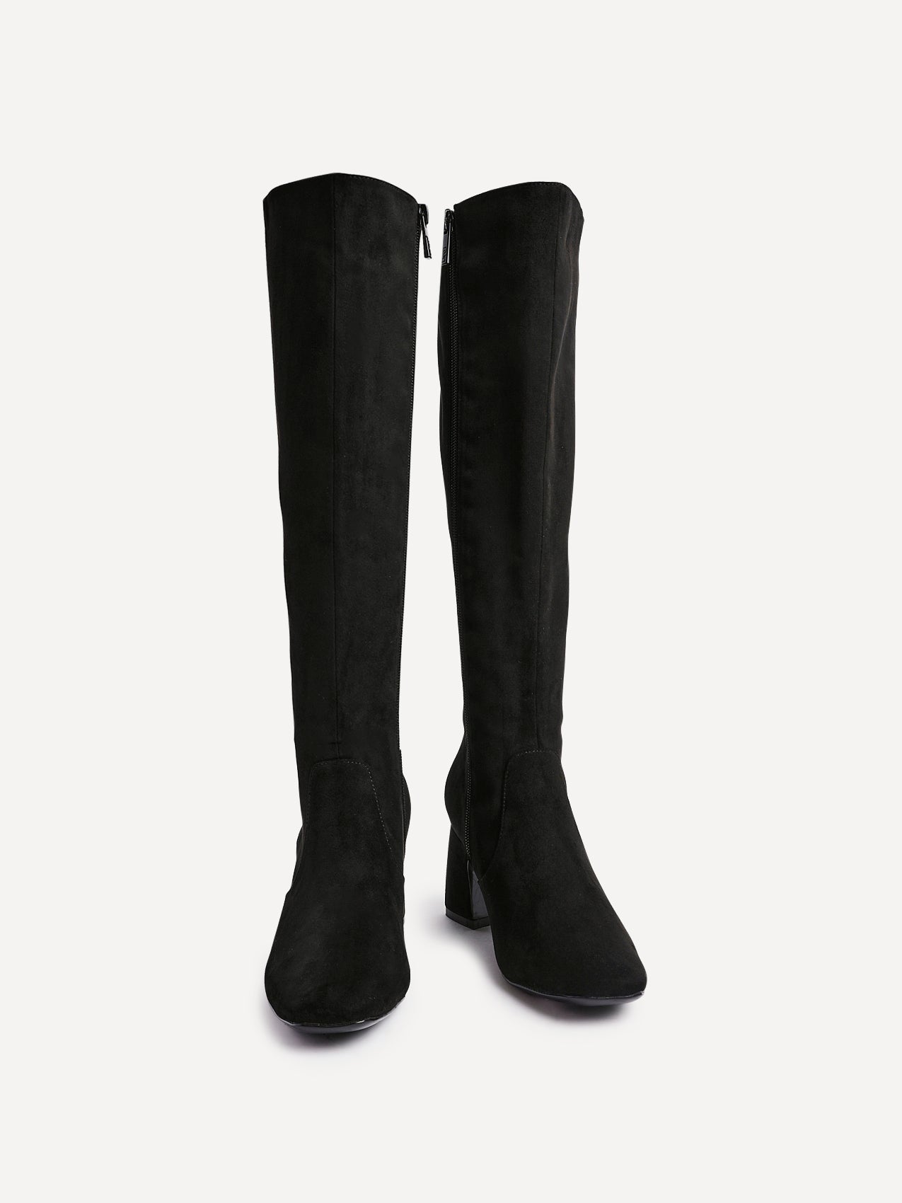 Slate Black Faux Suede Long Heeled Boots