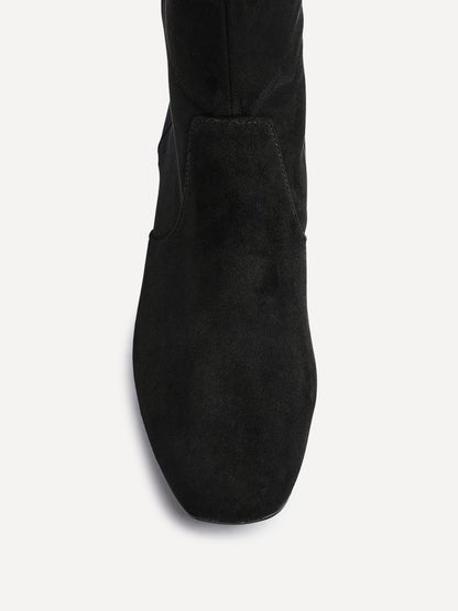 Slate Black Faux Suede Long Heeled Boots
