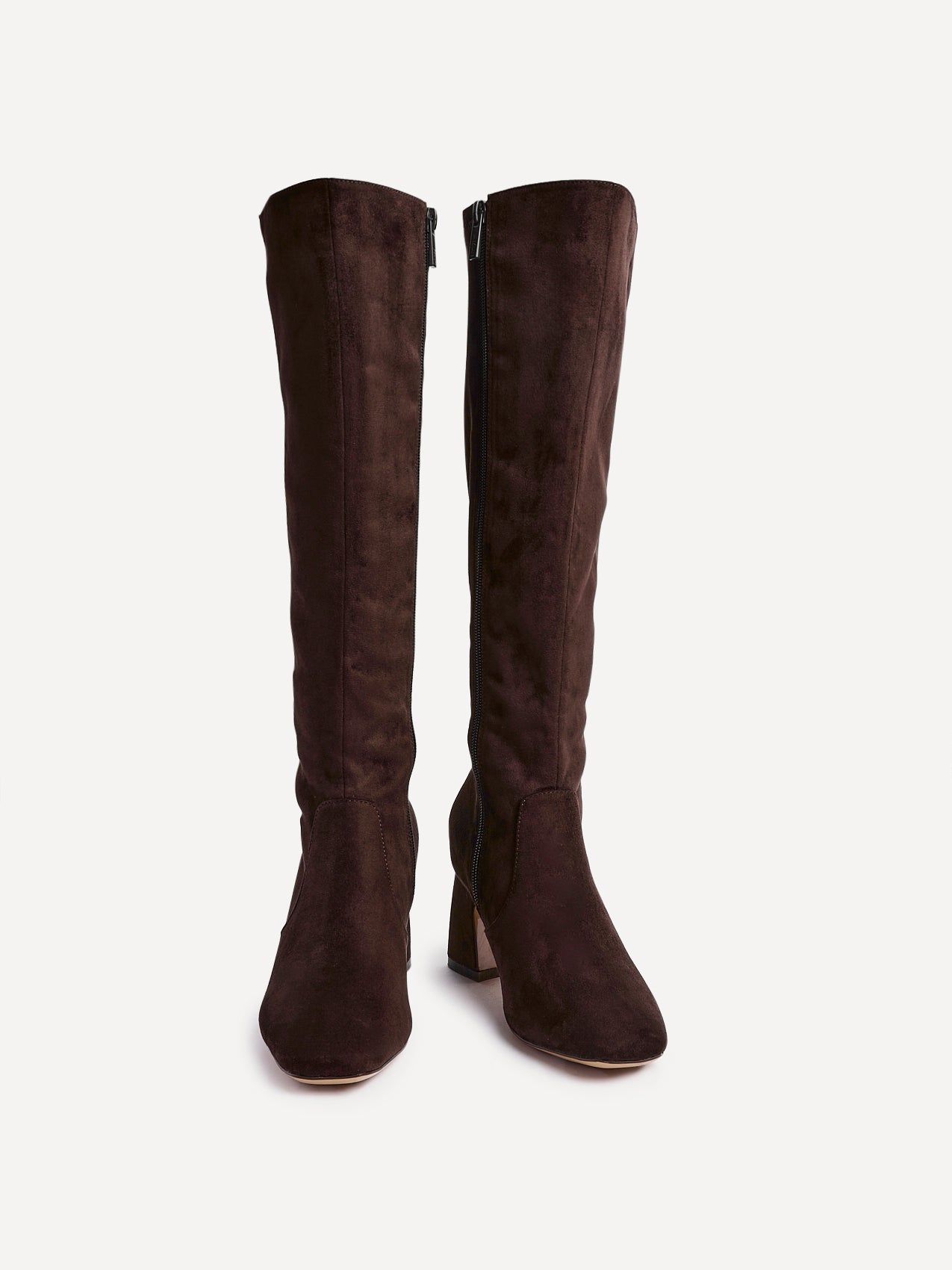 Slate Brown Faux Suede Long Heeled Boots