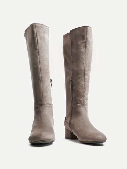 Sloane Mocha Long Low Heeled Boots