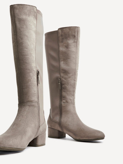 Sloane Mocha Long Low Heeled Boots
