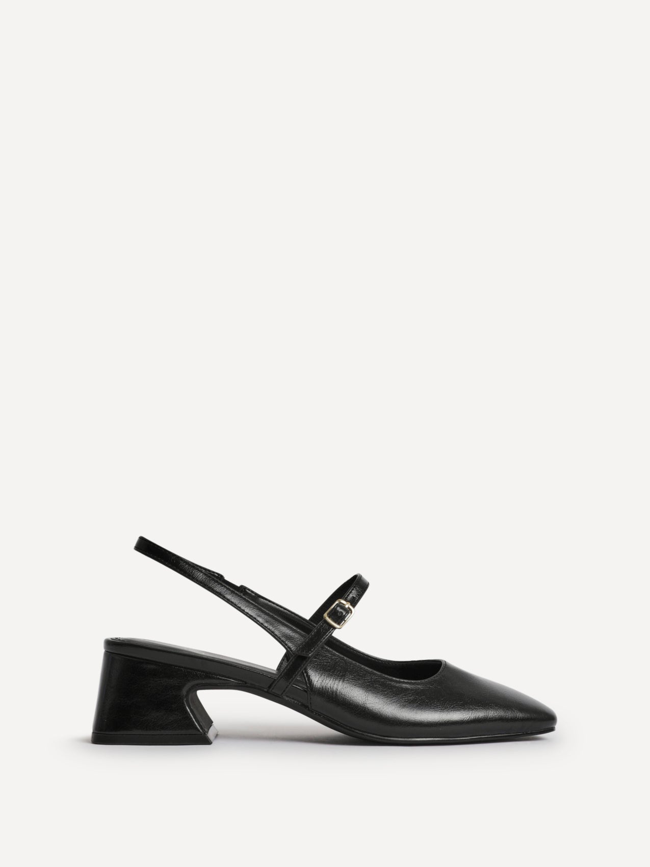 Society Black Faux Leather Mary Jane Heels