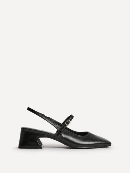 Society Black Faux Leather Mary Jane Heels