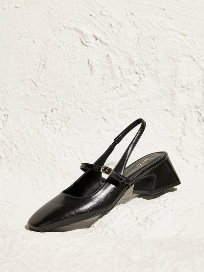 Society Black Faux Leather Mary Jane Heels