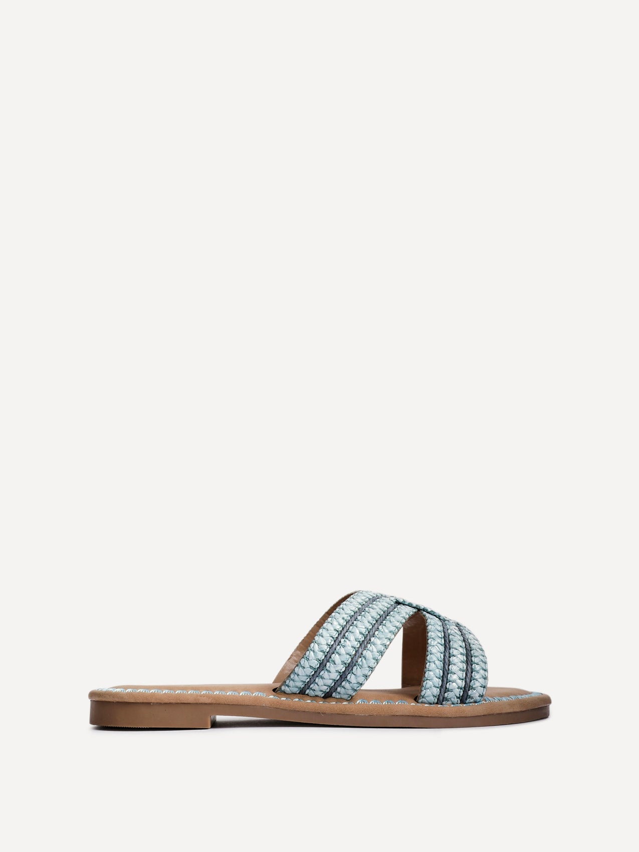 Solar Blue Flat Slider Sandals