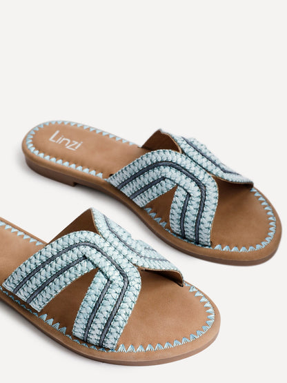 Solar Blue Flat Slider Sandals