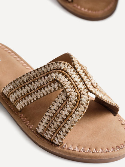 Solar Nude Flat Slider Sandals