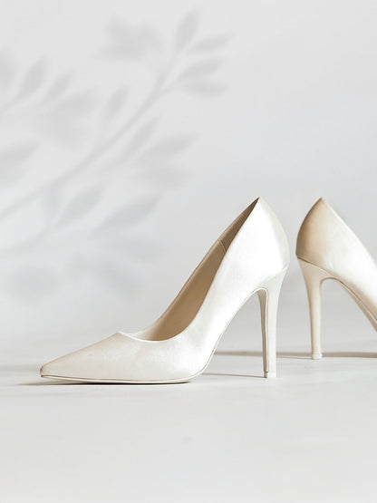 Solemate Bridal Ivory Satin Court Heels