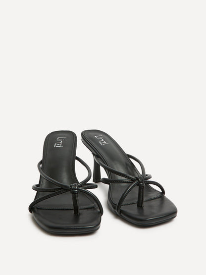 Solis Black Strappy Mule Heels