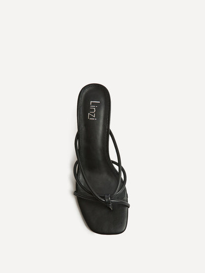 Solis Black Strappy Mule Heels
