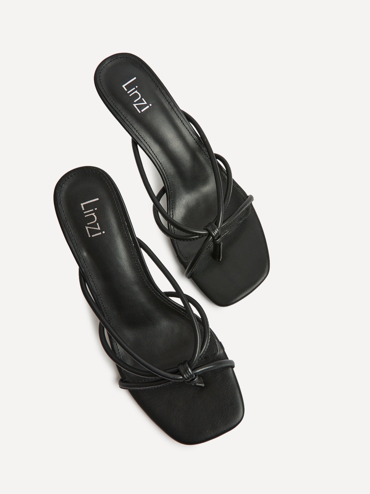 Solis Black Strappy Mule Heels