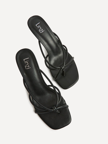 Solis Black Strappy Mule Heels