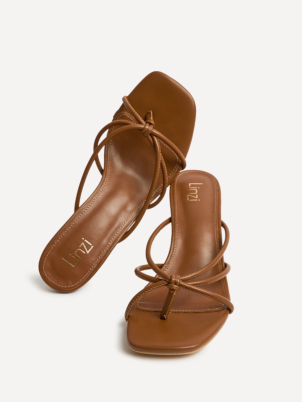Solis Tan Strappy Mule Heels