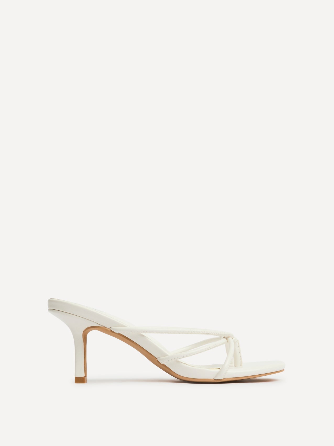 Solis White Strappy Mule Heels