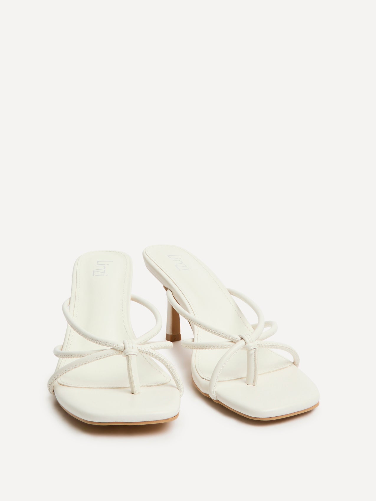 Solis White Strappy Mule Heels