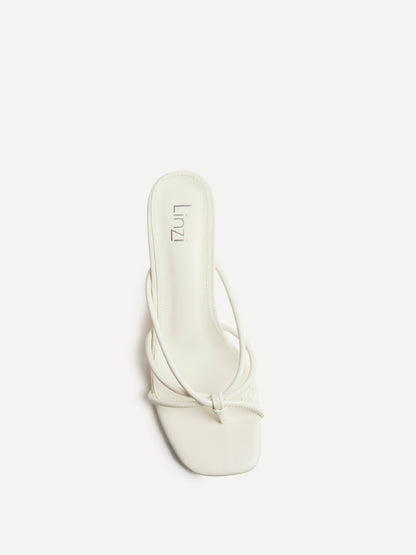 Solis White Strappy Mule Heels