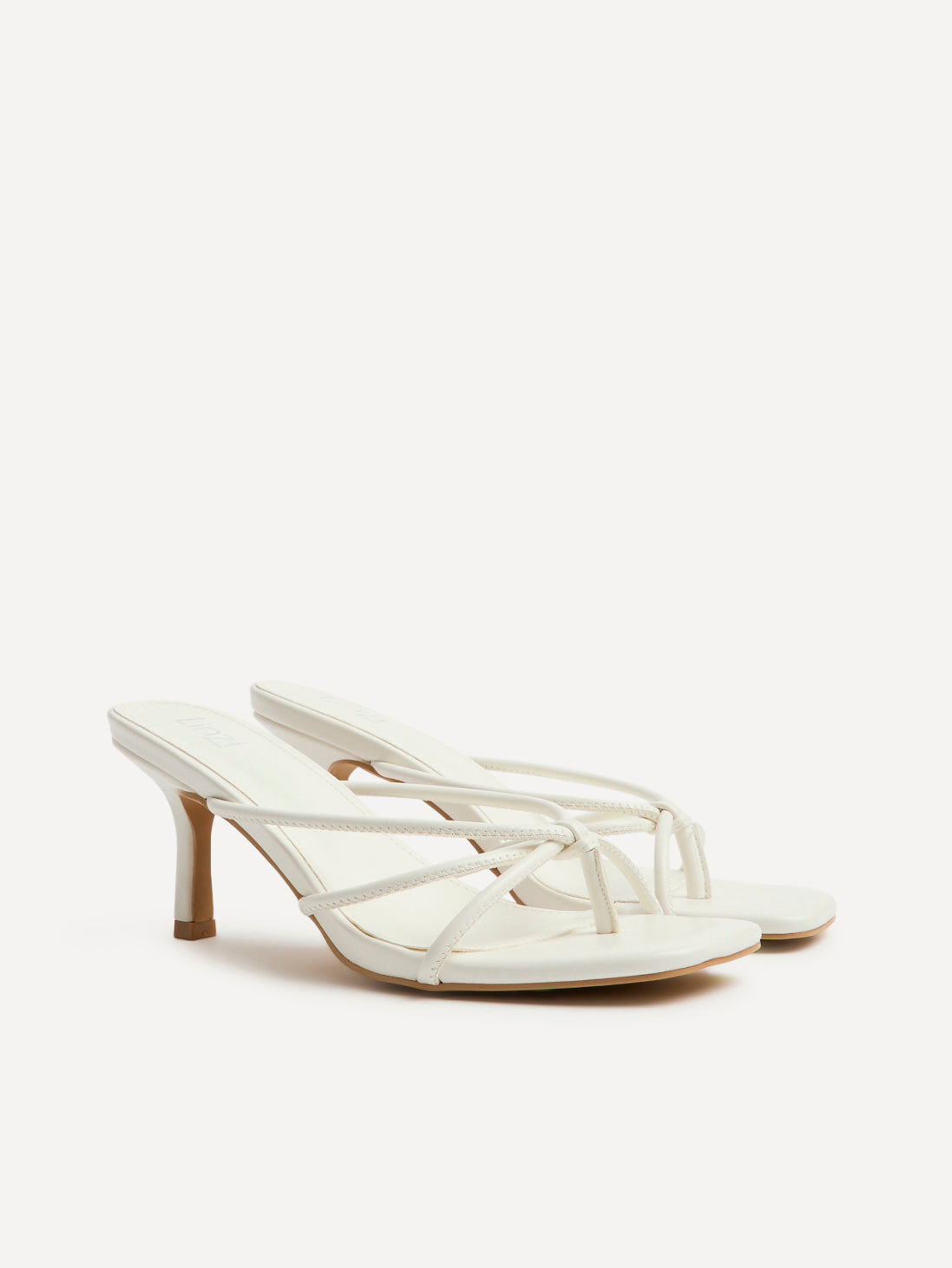 Solis White Strappy Mule Heels