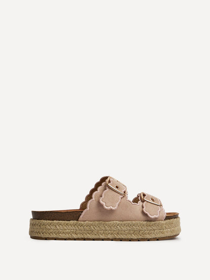 Sonnet Dusky Pink Double Buckle Flatform Sandals