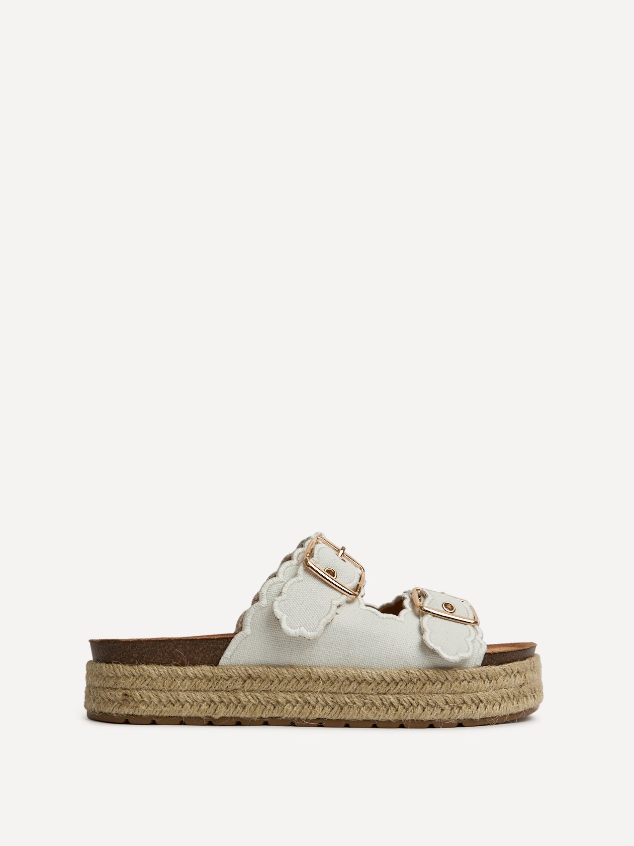 Sonnet White Double Buckle Flatform Sandals