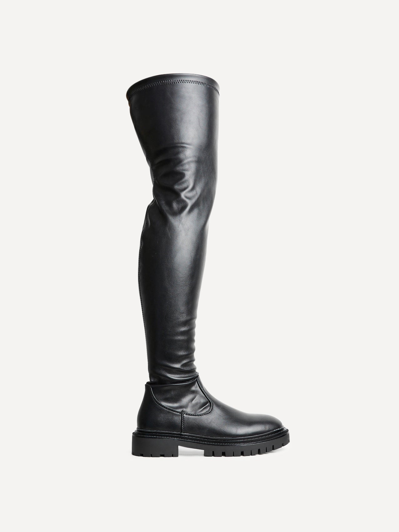Sonny Black Faux Leather Long Boots