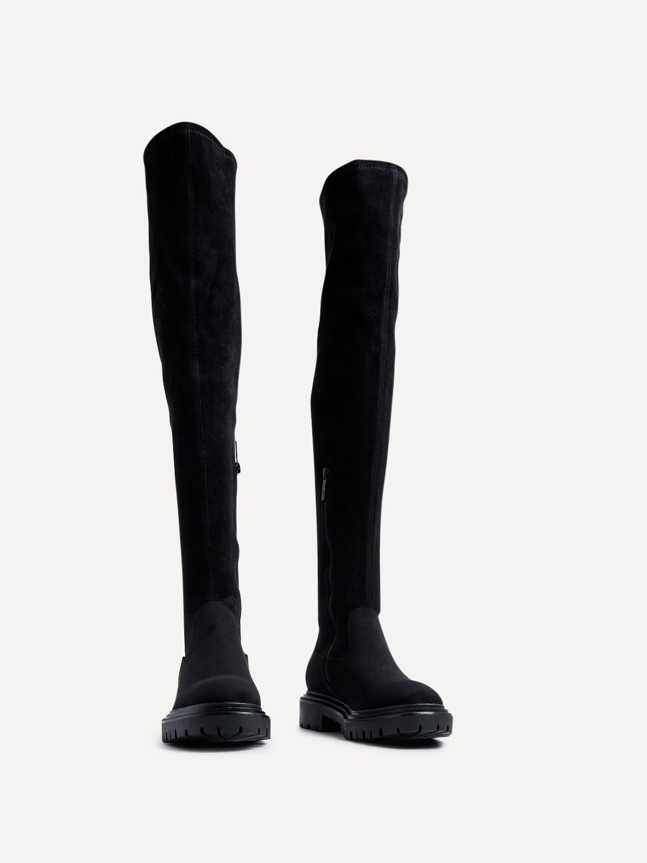 Sonny Black Faux Suede Long Boots