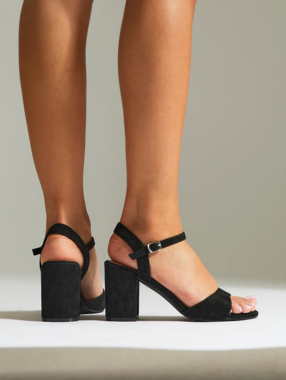 Soul Black Faux Suede Block Heels