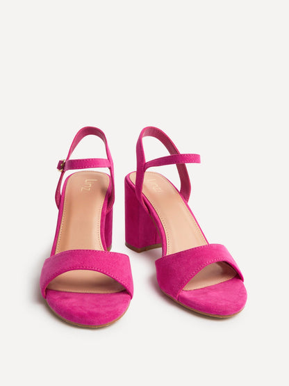 Soul Pink Faux Suede Block Heels