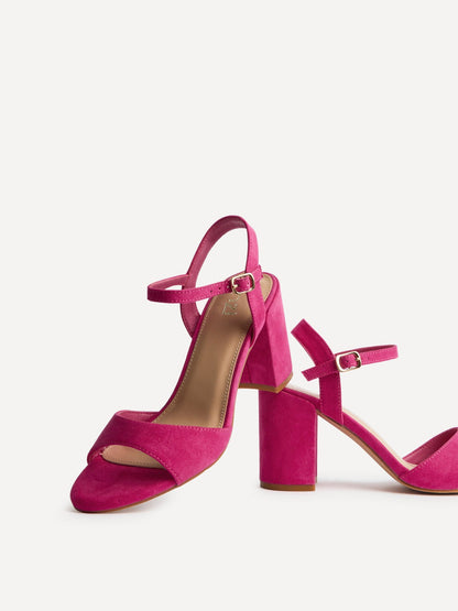 Soul Pink Faux Suede Block Heels