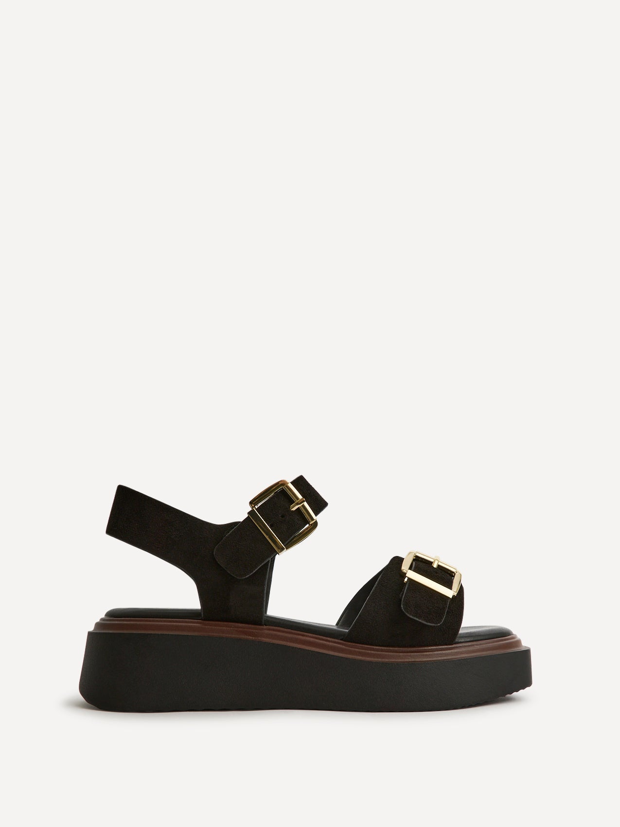 Source Wide Fit Black Flatform Sandals
