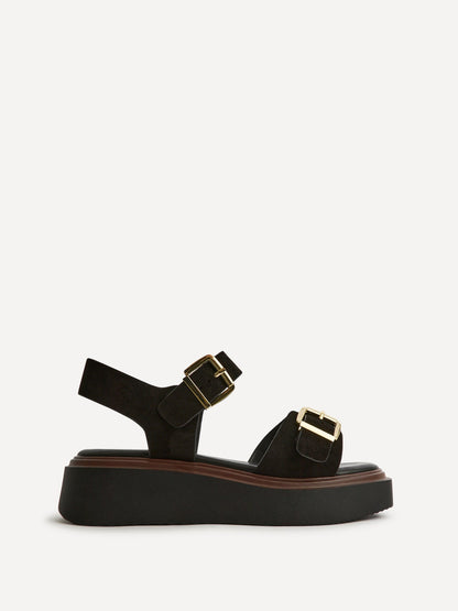 Source Wide Fit Black Flatform Sandals