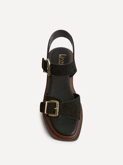 Source Wide Fit Black Flatform Sandals