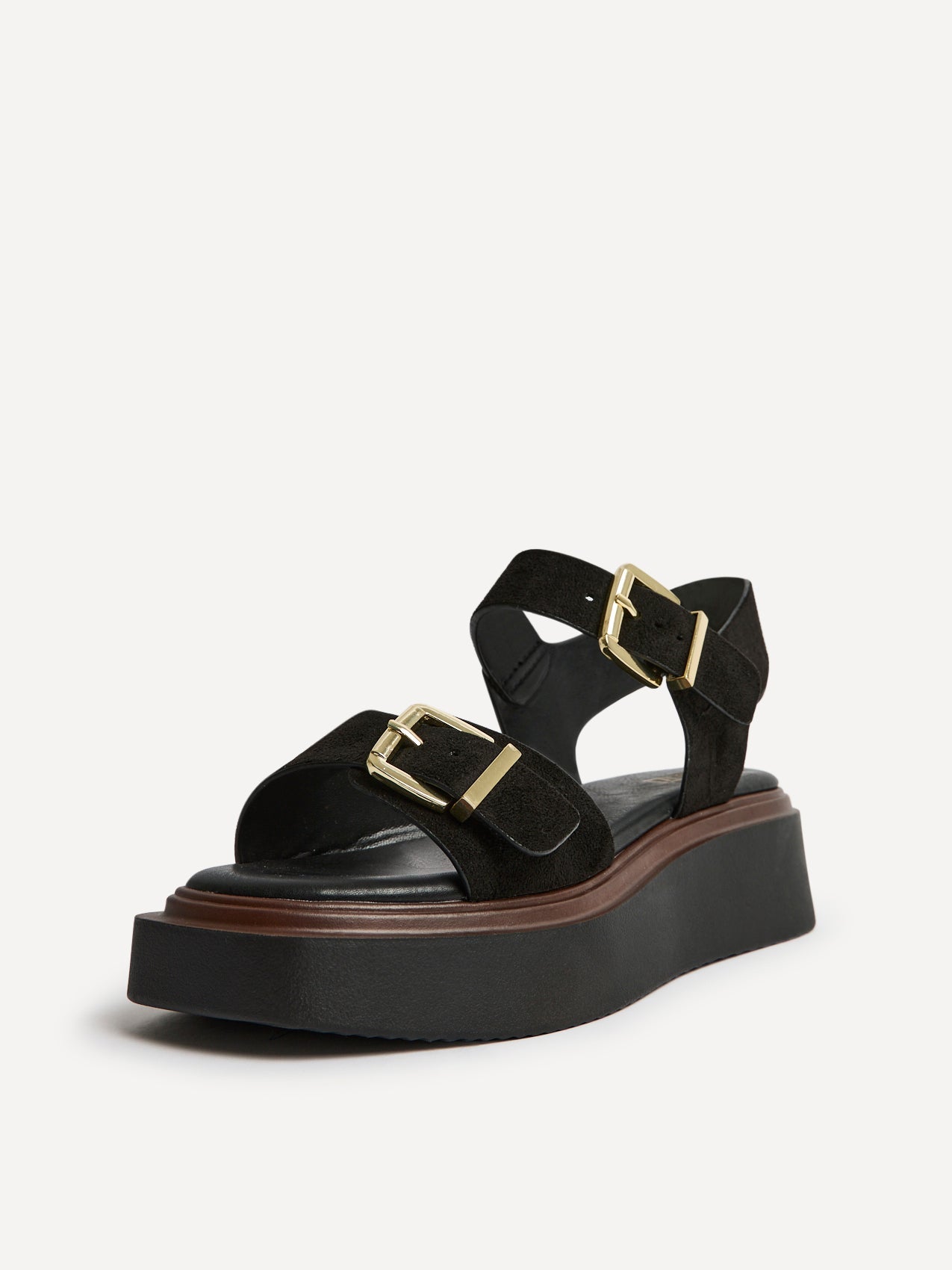 Source Wide Fit Black Flatform Sandals