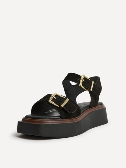 Source Wide Fit Black Flatform Sandals