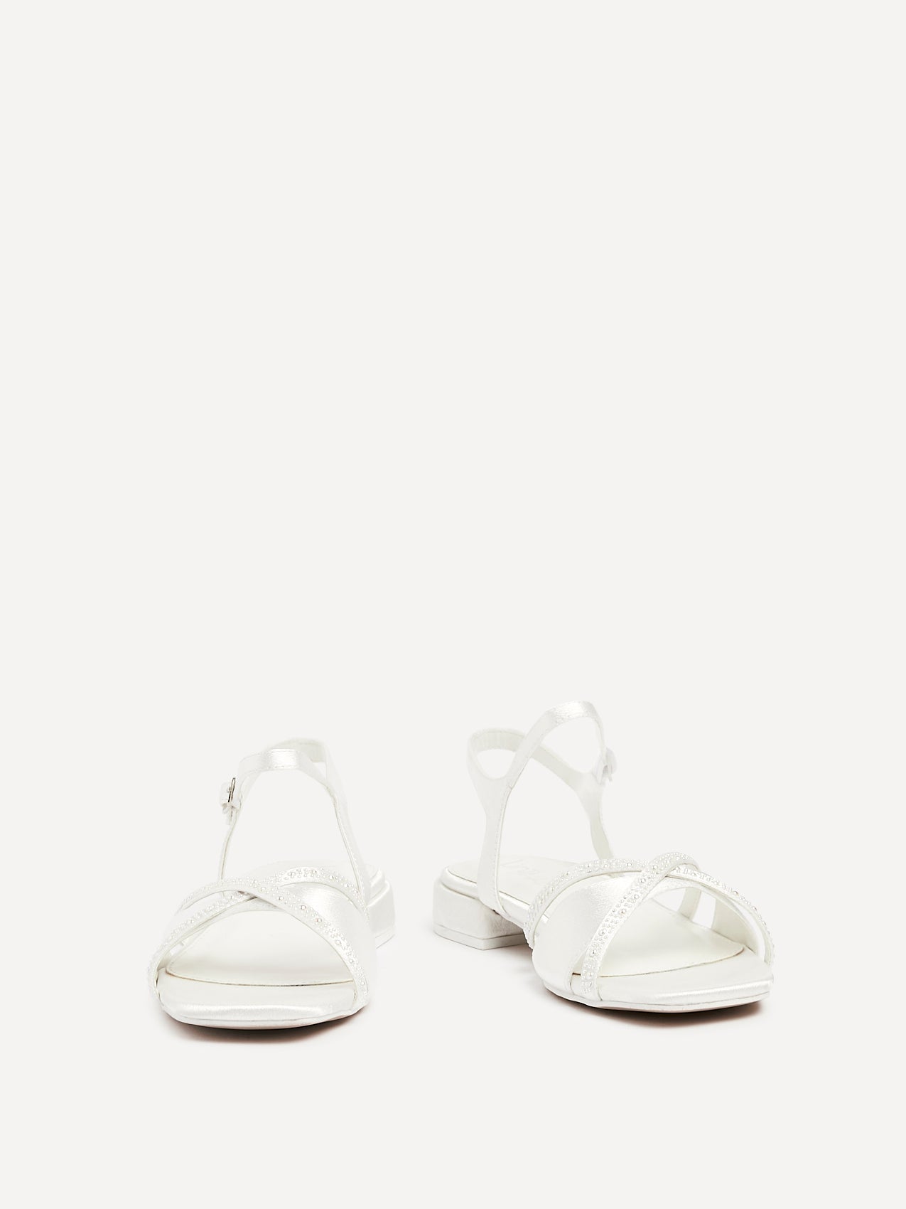 Spellbound Bridal Ivory Satin Low Heel Sandals